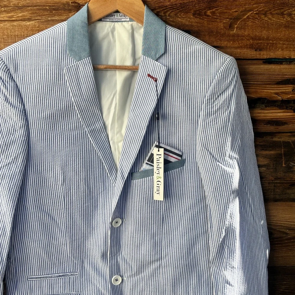PAISLEY & GRAY | NWT Men's Blue Striped Blazer S